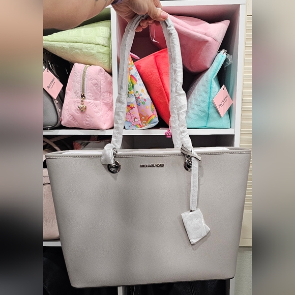 NWT Michael Kors Grey With Silver Accents Tote Bag